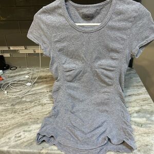 Athleta Fastest Track Tee  Gray Sz Small Seamless Stretch Shirt Run Yoga gym
